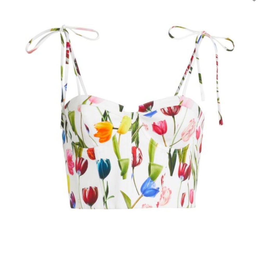 Alice + Olivia Red and Yellow Bustier Camisole Tank Top Size 14